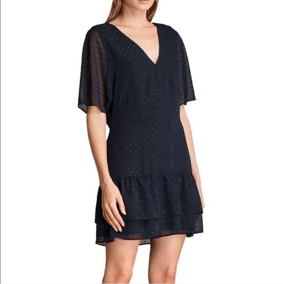 AllSaints Marley Dress with Glitter Dot Detail - Picture 1 of 8
